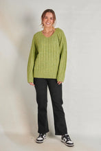 Load image into Gallery viewer, One Ten Willow V-neck Rib Knit Moss