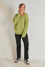 Load image into Gallery viewer, One Ten Willow V-neck Rib Knit Moss