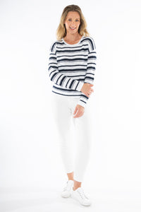 Jump Stripe Pullover White/navy