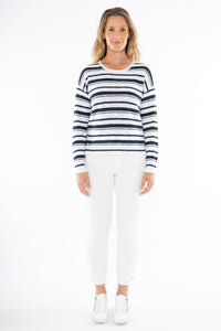 Jump Stripe Pullover White/navy