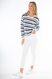 Jump Stripe Pullover White/navy