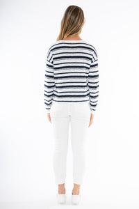 Jump Stripe Pullover White/navy