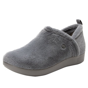 Alegria Cozee Fuzzy Wuzzy Grey Slipper Shoe