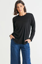 Load image into Gallery viewer, Betty Basics Malika Ribbed Long Sleeve Tee Black