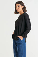 Load image into Gallery viewer, Betty Basics Malika Ribbed Long Sleeve Tee Black