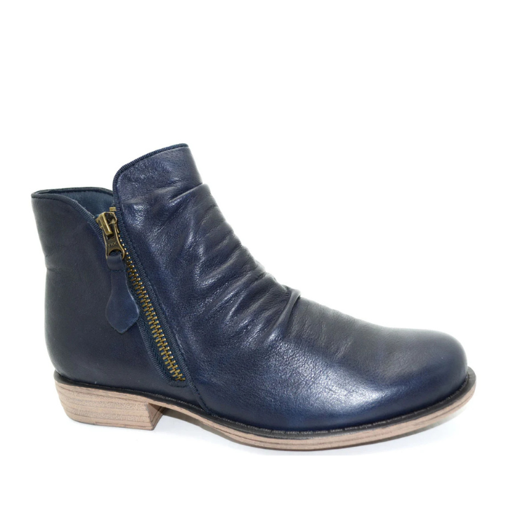 Jemma Rita Navy W20 Ladies Leather Double Zipper Boots