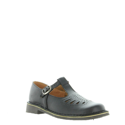 Wilde Jenny T-bar School Shoe Black Smooth