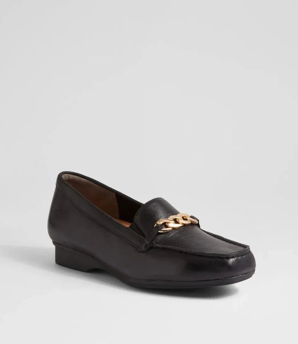 Ziera Fenders Xf Black Leather Loafers