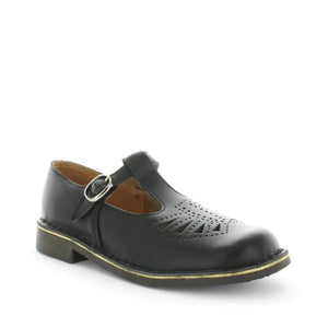 Wilde Jenny T-bar School Shoe Black Smooth